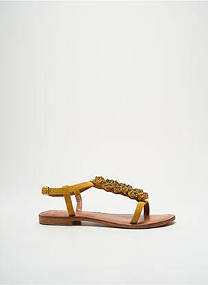 Sandales/nu pieds chiquet talon plat jusqu'à 3cm jaune SANTAFE femme