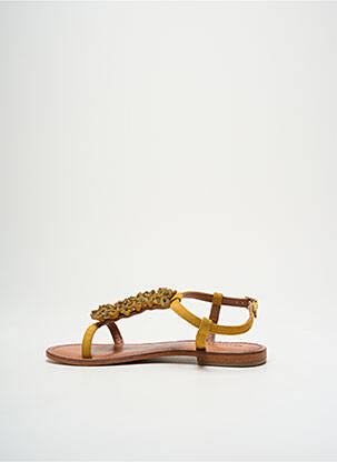 Sandales/nu pieds chiquet talon plat jusqu'à 3cm jaune SANTAFE femme
