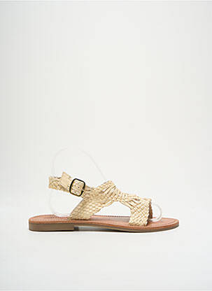 Sandales/nu pieds chiquet talon plat jusqu'à 3cm beige SANTAFE femme