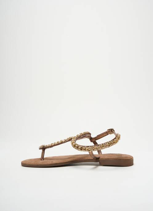 Tongs strass talon plat jusqu'à 3cm marron SANTAFE femme