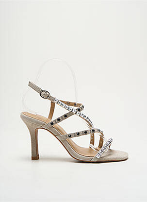 Sandales/nu pieds tissage satiné talon de 7 à 9cm beige ALMA EN PENA femme