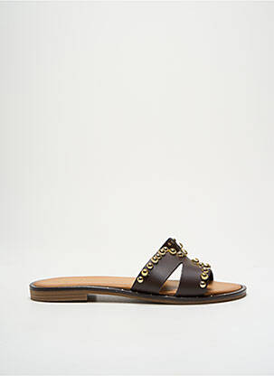 Mules/sabots matière lisse talon plat jusqu'à 3cm marron DICIOTTOPIU femme