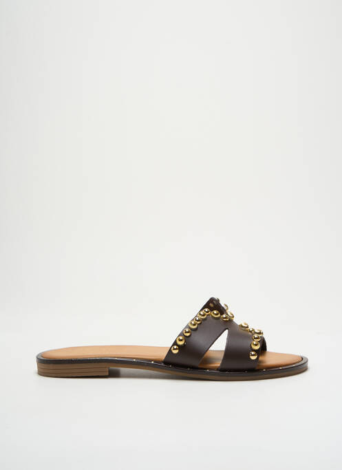 Mules/sabots tissage satiné talon plat jusqu'à 3cm marron DICIOTTOPIU femme