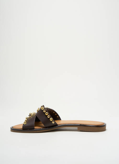 Mules/sabots tissage satiné talon plat jusqu'à 3cm marron DICIOTTOPIU femme