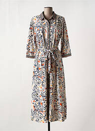 Robe longue imprimé fantaisie manches 3/4 bleu K-DESIGN femme