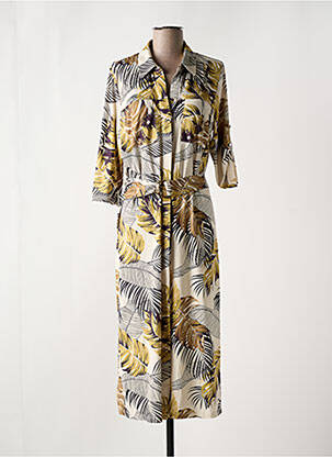 Robe longue coupe cintrée manches 3/4 vert K-DESIGN femme