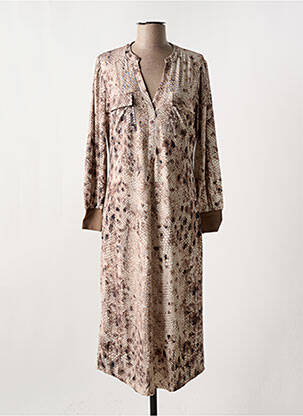 Robe mi-longue manches longues manches longues marron K-DESIGN femme
