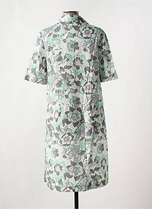 Robe mi-longue imprimé fleurs manches courtes vert FRANK WALDER femme