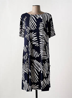 Robe mi-longue imprimé fantaisie manches courtes noir JOSEPH RIBKOFF femme