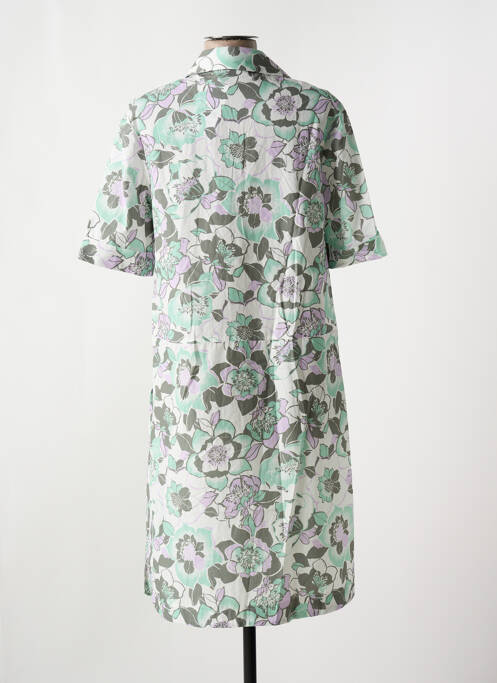 Robe mi-longue imprimé fleurs manches courtes vert FRANK WALDER femme