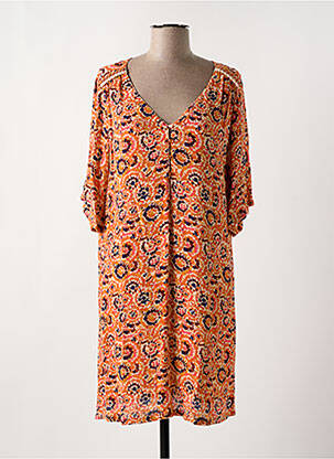 Robe mi-longue manches 3/4 manches 3/4 orange LOLA ESPELETA femme