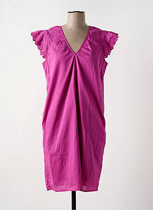 Robe mi-longue manches courtes manches courtes violet LA FEE MARABOUTEE femme