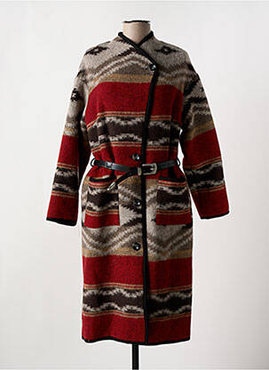 Manteau long coupe cintrée sans capuche rouge LA PETITE FRANCAISE femme
