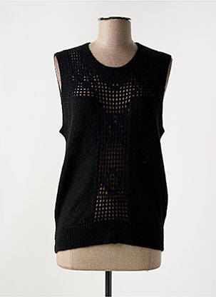 Pull coupe cintrée sans manche noir LA PETITE FRANCAISE femme