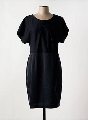 Robe mi-longue tissage crêpe manches courtes noir LOLA ESPELETA femme