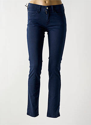 Pantalon slim tissage popeline taille normale bleu DESGASTE femme