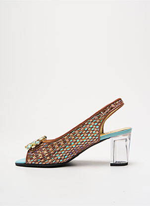 Sandales/nu pieds tissage satiné talon de 4 à 6cm marron AZUREE femme