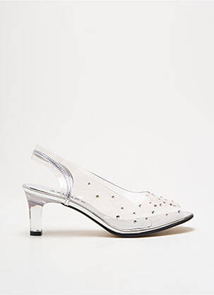 Sandales/nu pieds tissage satiné talon de 4 à 6cm argent AZUREE femme