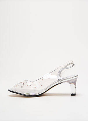 Sandales/nu pieds tissage satiné talon de 4 à 6cm argent AZUREE femme