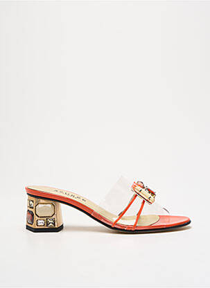 Mules/sabots matière lisse talon de 4 à 6cm orange AZUREE femme
