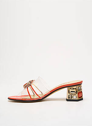 Mules/sabots matière lisse talon de 4 à 6cm orange AZUREE femme