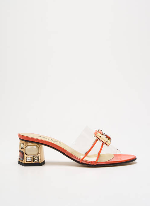 Mules/sabots matière lisse talon de 4 à 6cm orange AZUREE femme