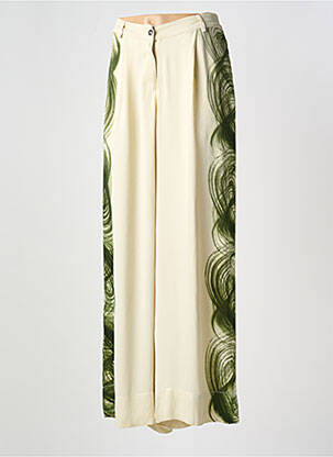 Pantalon large fermeture zippée sous rabat boutonné taille haute beige RABENS SALONER femme