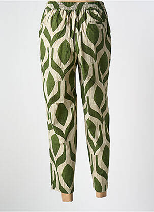 Pantalon droit tissage popeline taille haute vert HOD femme