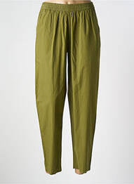 Pantalon droit tissage popeline taille haute vert HOD femme