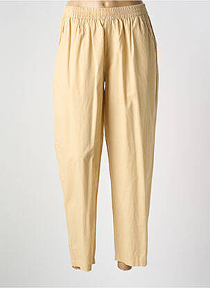 Pantalon droit tissage popeline taille haute beige HOD femme