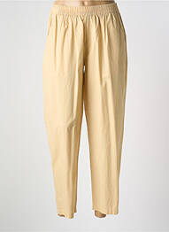 Pantalon droit tissage popeline taille haute beige HOD femme