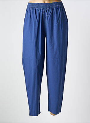 Pantalon droit tissage popeline taille haute bleu HOD femme