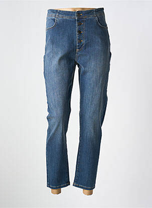 Jeans coupe slim stretch taille haute bleu LAUREN VIDAL femme