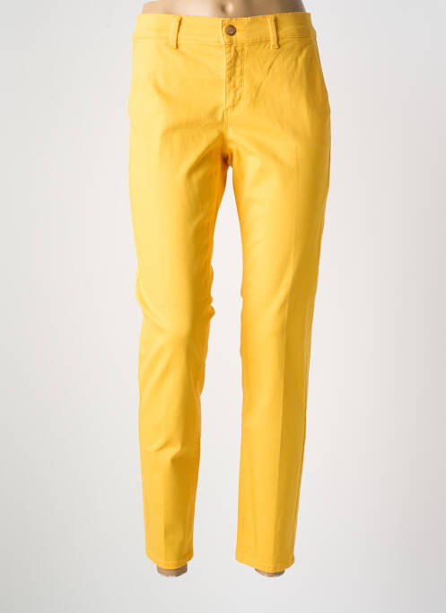 Pantalon chino tissage popeline taille normale jaune HAPPY femme