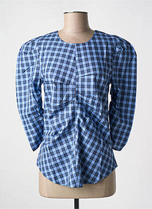 Blouse imprimé fantaisie manches 3/4 bleu SANFASON femme