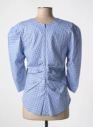 Blouse imprimé fantaisie manches longues bleu SANFASON femme