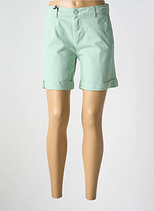 Short fermeture zippée sous rabat boutonné vert HAPPY femme