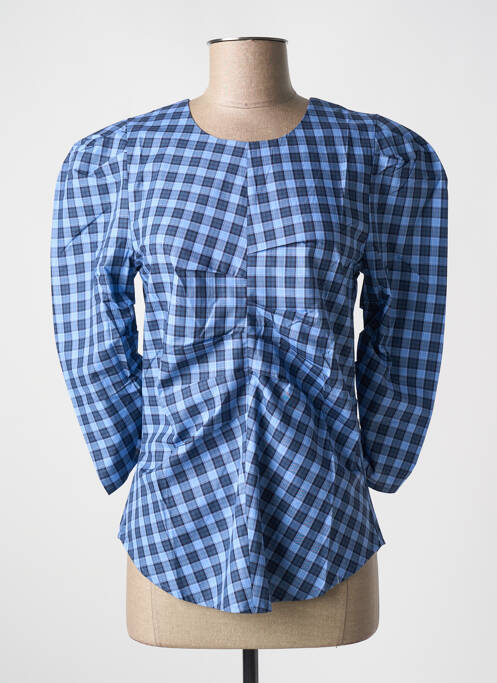 Blouse imprimé fantaisie manches 3/4 bleu SANFASON femme