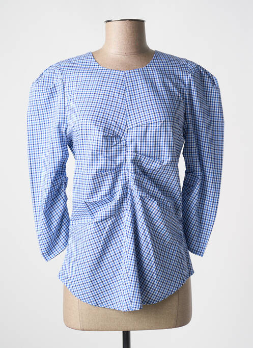 Blouse imprimé fantaisie manches longues bleu SANFASON femme