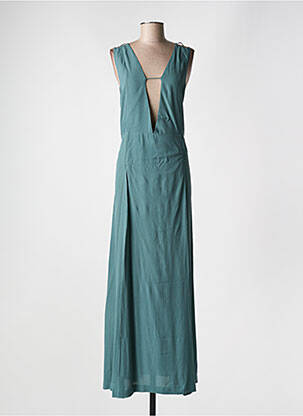 Robe longue tissage crêpe sans manche vert KARMA KOMA femme