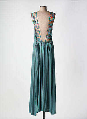 Robe longue tissage crêpe sans manche vert KARMA KOMA femme
