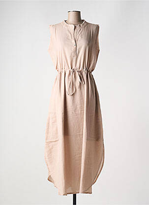 Robe longue tissage crêpe sans manche rose RABENS SALONER femme