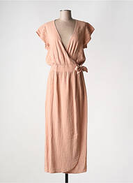 Robe longue manches courtes manches courtes rose DROLATIC femme