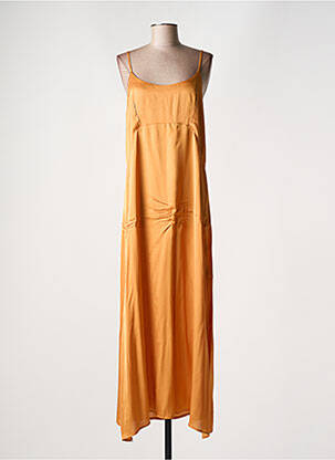 Robe longue coupe fluide fines bretelles jaune LAUREN VIDAL femme