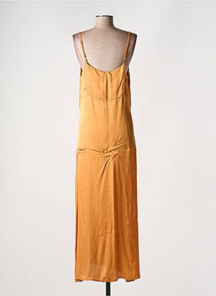 Robe longue coupe fluide fines bretelles jaune LAUREN VIDAL femme