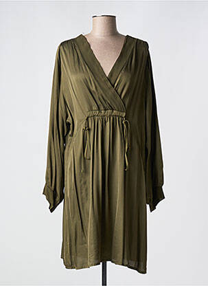 Robe mi-longue coupe fluide manches longues vert PAKO LITTO femme