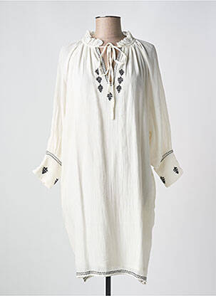 Robe mi-longue coupe fluide manches longues beige MARLO femme