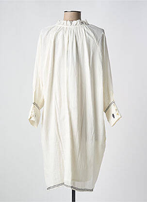 Robe mi-longue coupe fluide manches longues beige MARLO femme