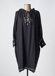 Robe mi-longue coupe fluide manches longues noir MARLO femme