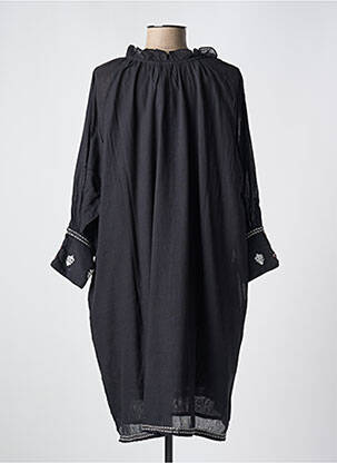 Robe mi-longue coupe fluide manches longues noir MARLO femme
